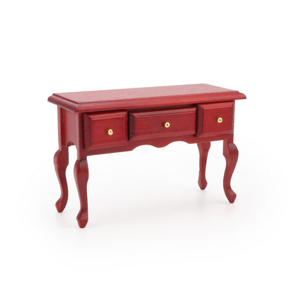 Miniature Table 1:12 Furniture for Dollhouse Accessories Writing Desk with 3 Drawers Miniature Room Ornaments Living Room Bedroom Library Scene Decoration (Brown)