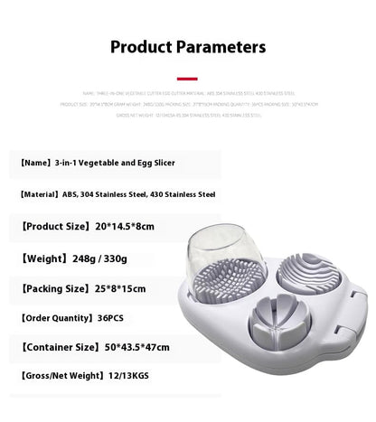 3 in 1 Egg Slicer for Kitchen – Multi-Functional Strawberry Banana Mushroom Cutter, ABS Safe Wire Blade, 3 Slice Modes, Dishwasher Safe, Lightweight 120 g, Gift for Salad Lover