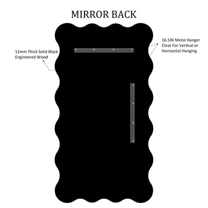 Kelly Miller 26x48 Inch Gold Scalloped Mirror, Large Rectangular Wavy Edge Bathroom Vanity Wall Mirror Decorative for Bedroom Living Room Entryway Fireplace Mantle