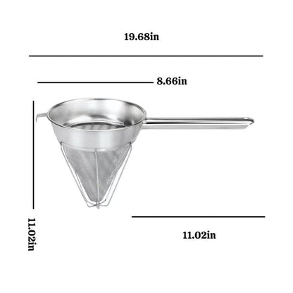 10-Inch Stainless Steel Fine Mesh Chinois Strainer, Large Strainer Reinforced Bouillon Strainer for Sauces, Soups, Purees, Pastes, Jelly, Custard, Curds and etc.