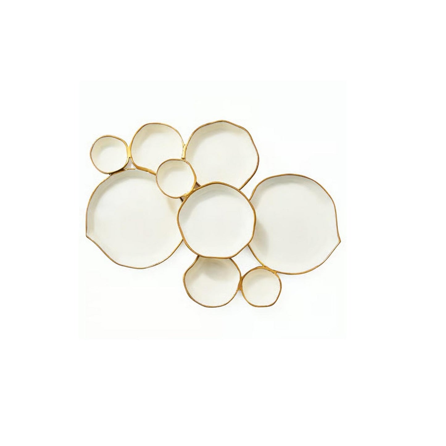 Gold Modular Bowl Set, Cluster Snack Serving Dish, Food Grade and Space Saving, Multi-Compartment Party Platter for Appetizers, Nuts, Wedding and Home Decor (White (1PCS))