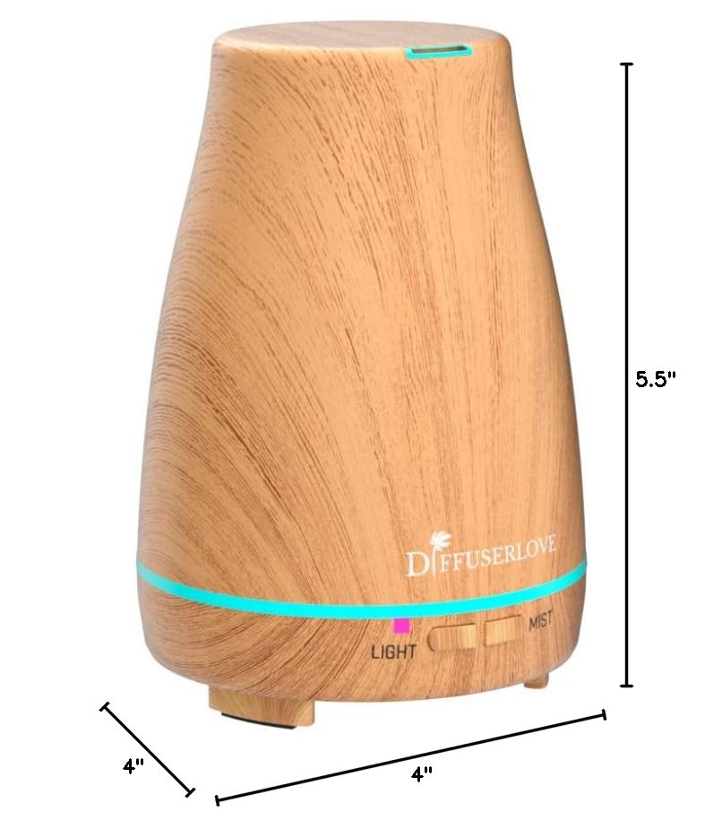Diffuserlove Essential Oil Diffusers 200ML Remote Control Ultrasonic Mist Humidifiers BPA-Free Aromatherapy Diffuser with 7 Color Lights, Auto Shut-Off for Bedroom Office Kitchen
