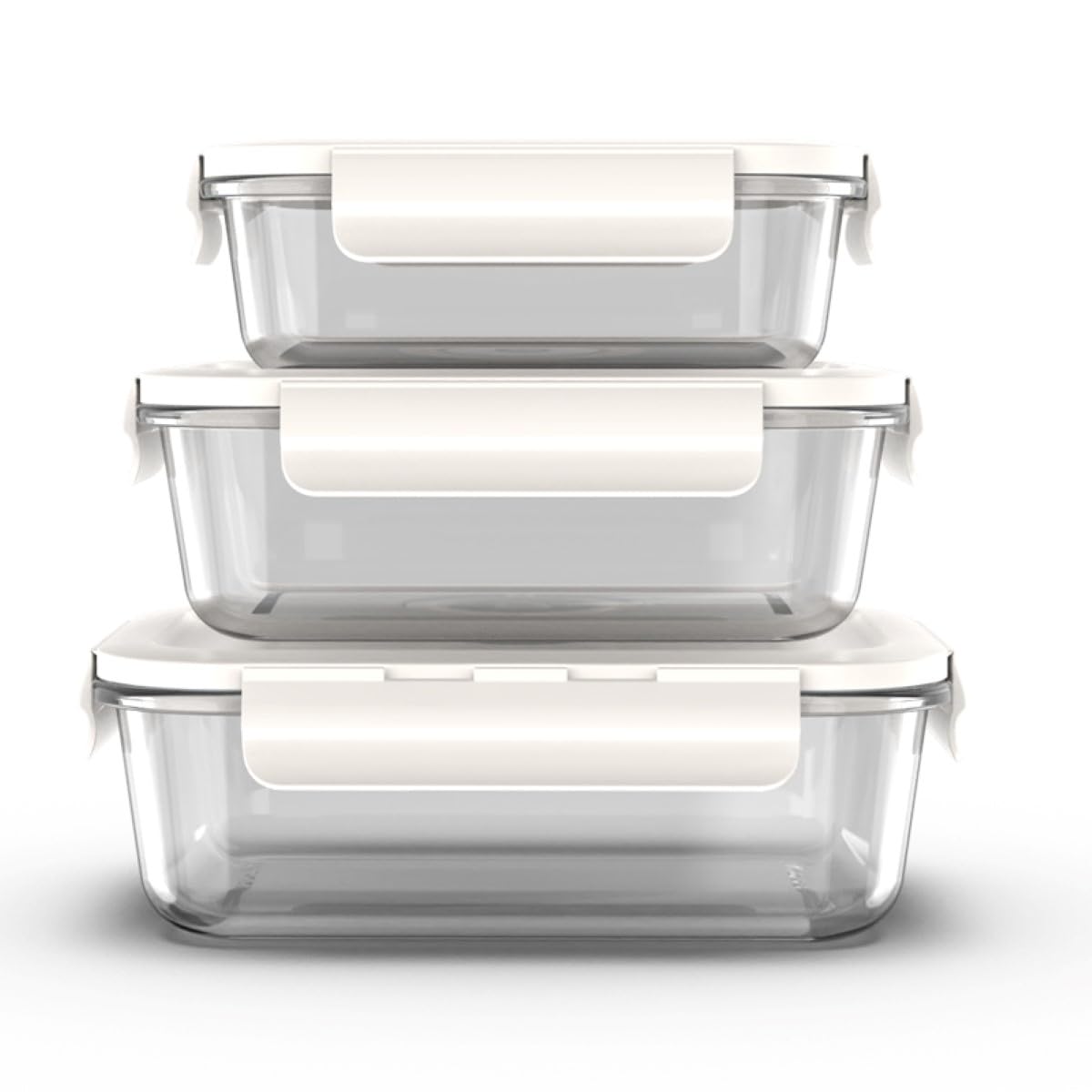GENIEX Glass Vacuum Seal Containers for Food Storage 3pcs set [Small + Medium + Large] | Work with Handheld Vacuum Sealer Machine