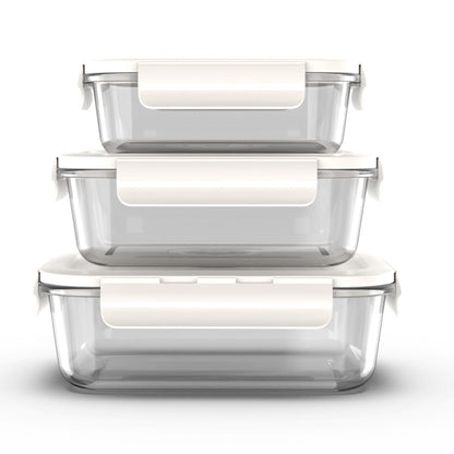 GENIEX Glass Vacuum Seal Containers for Food Storage 3pcs set [Small + Medium + Large] | Work with Handheld Vacuum Sealer Machine