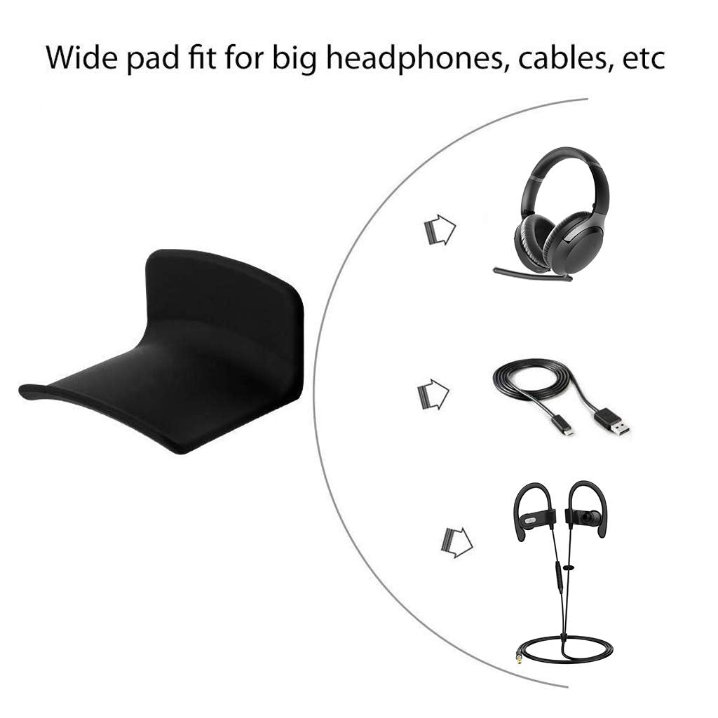Neetto Headphone Hanger Holder Wall Mount, Headset Hook Under Desk, Stand for Sennheiser, Sony, Bose, Beats, AKG, Audio-Technica, Gaming Headphones, Earphones, Cables - HS907