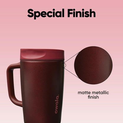Owala SmoothSip Slider Travel Mug - 12oz Stainless Steel, Leak Proof, Hot & Cold Drinks, Black Cherry