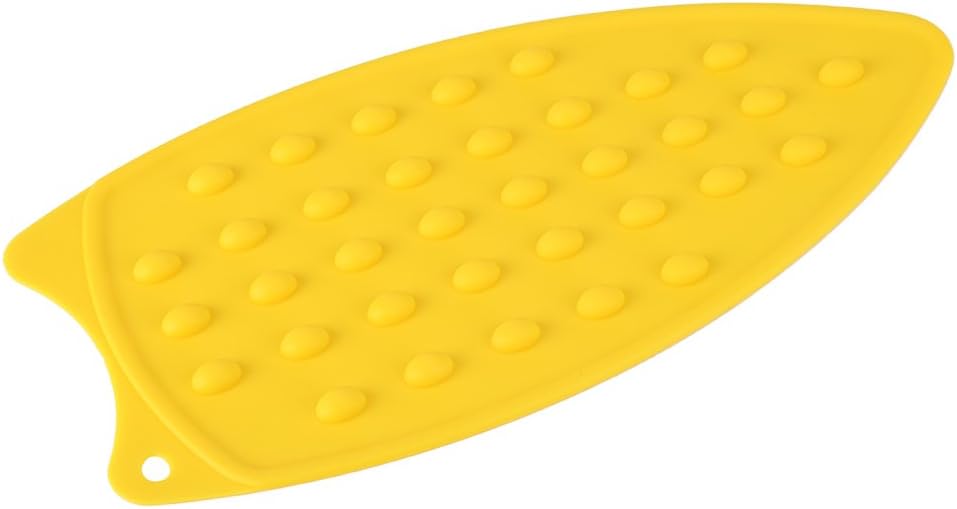 Silicone Iron Hot Protection Rest Pad Mat - Safe Surface Iron Stand Mat for Ironing (Yellow, 27 x 14 x 0.7cm)