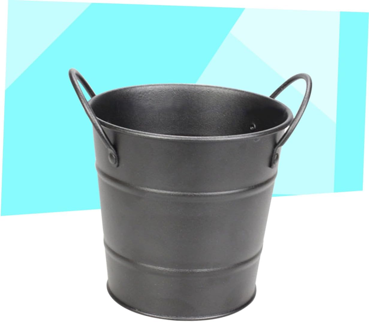 Small Black Metal Food Container, Portable Ice Bucket, Mini Tinplate Basket, Dipping Sauce Snack Bucket, Metal Barrel