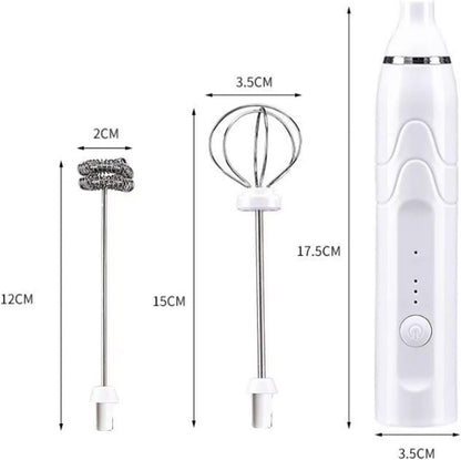 Coffee Whisk Foam Mixer with Stainless Steel Stand, Handheld Electric Milk Frother for Latte and Hot Chocolate
