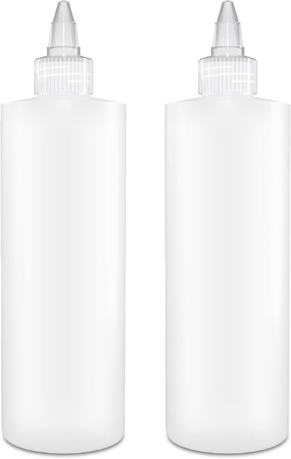 12 OZ 2 PACK BRIGHTFROM Condiment Squeeze Bottles, Empty Squirt Bottles, Clear Twist Top Cap, Leak Proof - Great