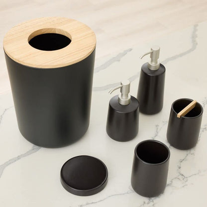 iDesign Ceramic Earth Collection Bar Soap Dish, Matte Black