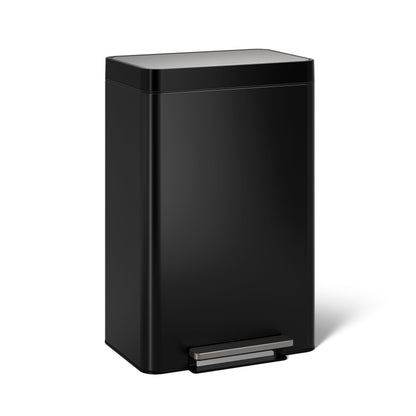 Kohler 20940-BST 13-Gallon Stainless Steel Step Trash Can, Black Stainless Steel, Hands-Free Pedal, Quiet-Close Lid, Fingerprint-Resistant, Durable, K-20940-BST