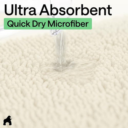 GORILLA GRIP Bath Rug Mat - Thick Soft Absorbent Chenille | Quick-Dry Microfiber, 24x17, Ivory
