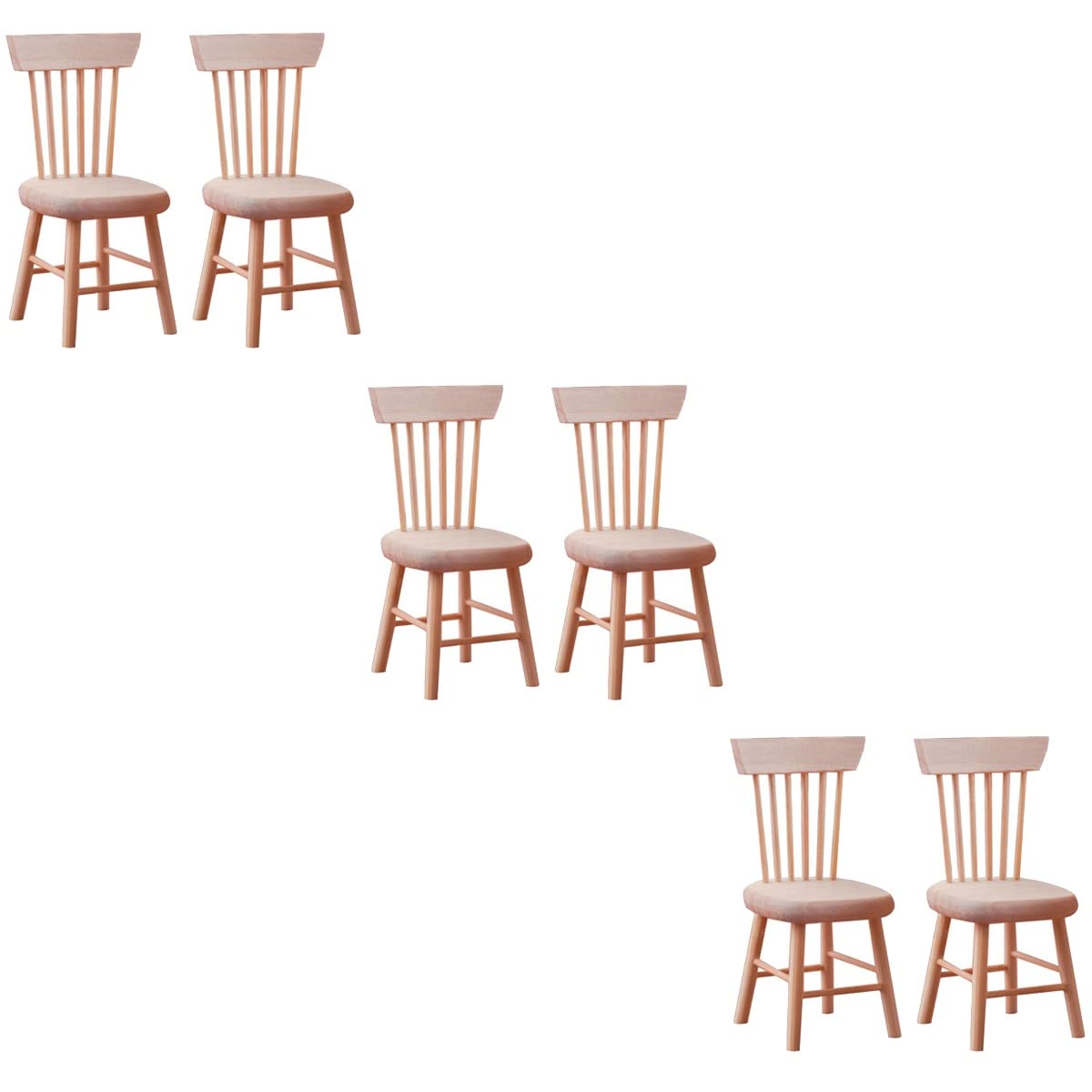 6PCS Dollhouse Chairs, 1/12 Scale Dollhouse Furniture - Wooden Mini Furniture Accessories, Tiny Mini Chair for Doll House, Fairy Garden, Photography Props,Home Decor & Christmas Party (1.6in*3.2in)