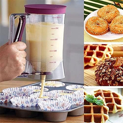 Cupcake Pancake Cookies Cream Dispenser - Cake Mix Jug Baking Essentials Maker Cooking Tools Funnel Measuring Cup