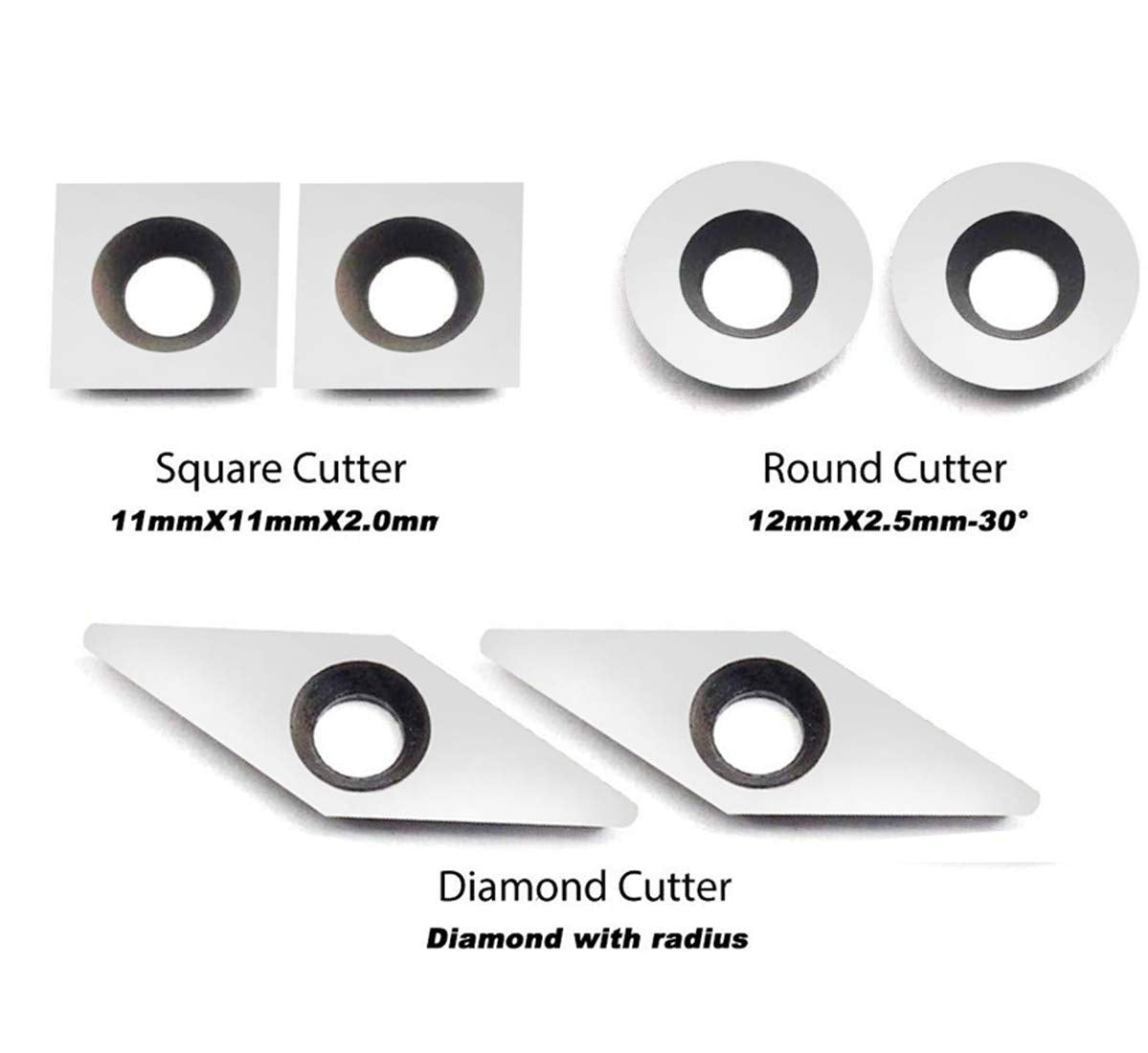 YUFUTOL Carbide Woodturning Tool Mini Size (3 Piece Set) Includes Diamond, Round and Square Turning Tools With Comfort Grip Handles Perfect For Small to Mid-Size Projects