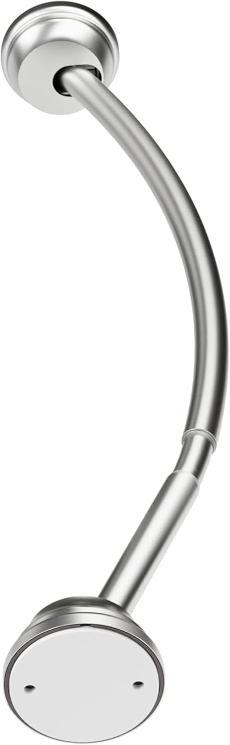 Zenna Home Rustproof Curved Shower Curtain Rod for Small Tubs, Adjustable 32 to 40 Inches, Brushed Nickel