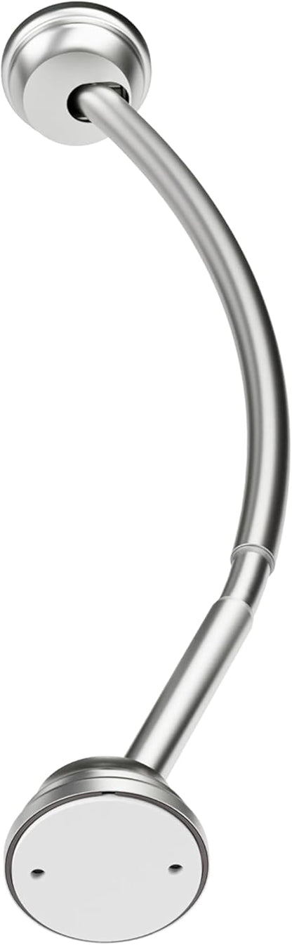 Zenna Home Rustproof Curved Shower Curtain Rod for Small Tubs, Adjustable 32 to 40 Inches, Brushed Nickel