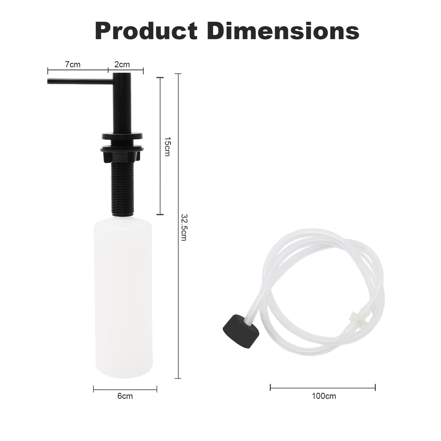 Soap Dispenser for Kitchean Sink, Built in Black Soap Dispenser Stainless Steel Soap Pump with 40" Extension Tube and 500ml Bottle Easy to Refill