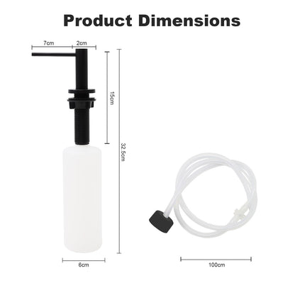 Soap Dispenser for Kitchean Sink, Built in Black Soap Dispenser Stainless Steel Soap Pump with 40" Extension Tube and 500ml Bottle Easy to Refill