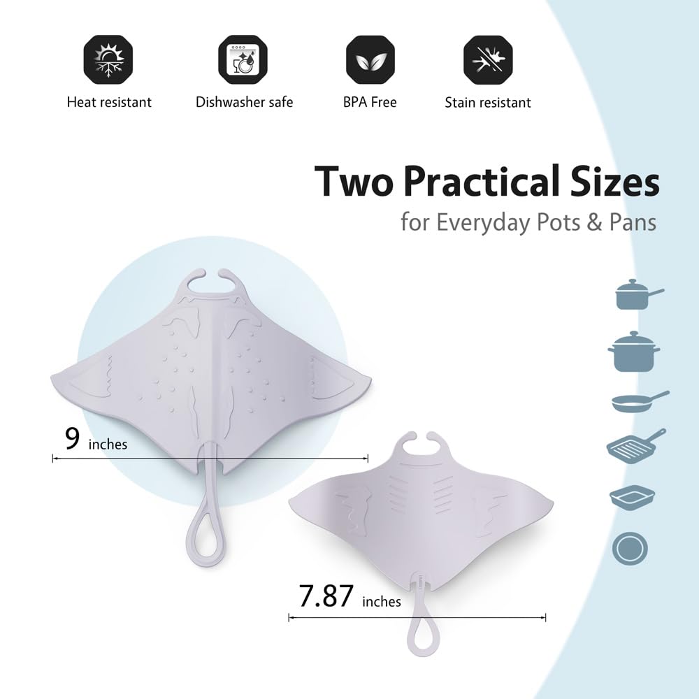 UMIRRO Cute Silicone Trivets for Hot Pots and Pans w/Pop-up Fun, Heat Resistant Mats for Quartz Countertop, Ocean Themed Pot Holder Pads for Coastal Decor, Kitchen Gifts for Beach Lovers Grey 2 Pack