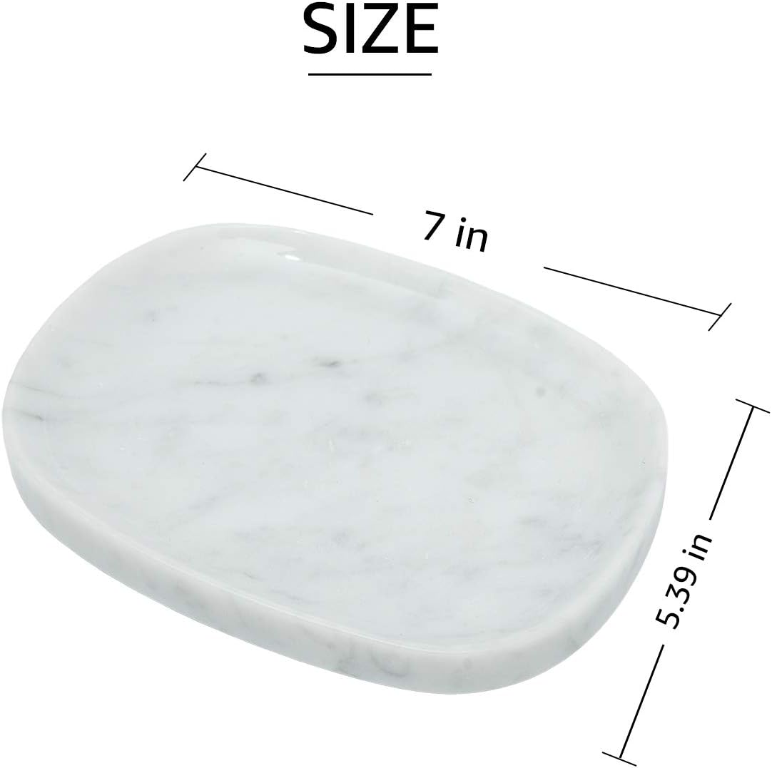 Marble Vanity Tray, Decorative Oval Storage Organizer for Mini Bathroom Kitchen Dresser Jewelry Dish, Counter or Desk