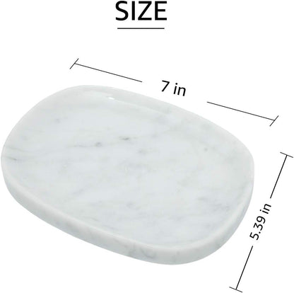 Marble Vanity Tray, Decorative Oval Storage Organizer for Mini Bathroom Kitchen Dresser Jewelry Dish, Counter or Desk