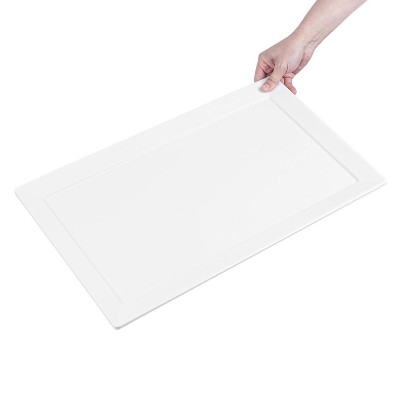 Restaurantware Voga 20.9 x 12.6 Inch Serving Tray 1 Rectangle Outdoor Tray - Raised Edges Dishwasher-Safe White Melamine Platter Tray For Meals Appetizers And Snacks Shatterproof