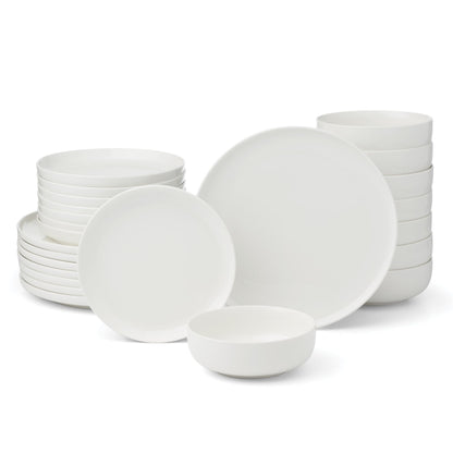 Oneida Dinnerware Set, 24 Seven White 24-Piece Dinnerware Set, Service For 8, Porcelain Material, Dishwasher And Microwave Safe, Bowls, Plates And Bowls, Dinner Dishes, Plates, Home (White, 24 Piece)