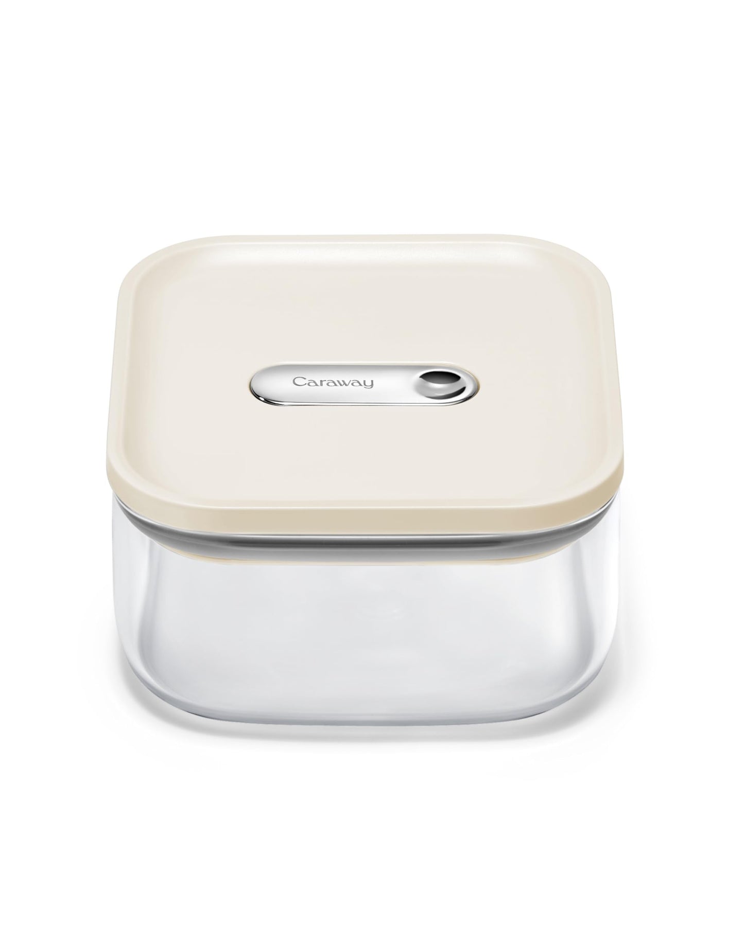 Caraway 1qt Glass Airtight Food Storage Container with Lid – Non-Toxic, BPA-Free Kitchen Storage Container – Stackable, Space-Saving Airtight Container for Dry Goods and More - Cream