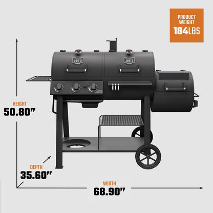 Oklahoma Joe's Canyon Combo Dual Fuel 3-Burner Propane Gas and Charcoal Smoker and Grill with 1031 sq. in. Cooking Area in Black