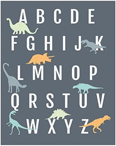 Dinosaur Alphabet Wall Art Print 12x18 Inch, ABC Poster for Nursery Decor, Kid's Room, Gender Neutral Baby Room