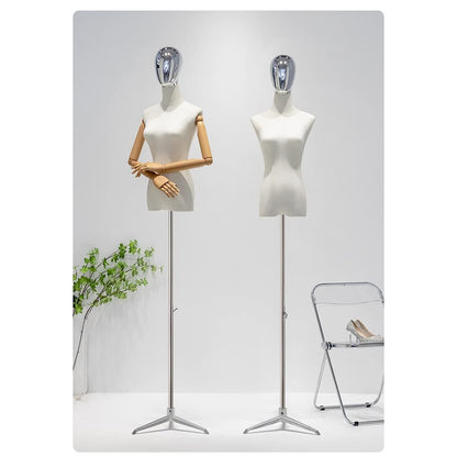 Adjustable Female Dress Form Mannequin with Tripod, Detachable Arms & Head – Elegant Clothing, Dress & Jewelry Display for Tailoring & Fashion Showcase, Premium Plated Finish