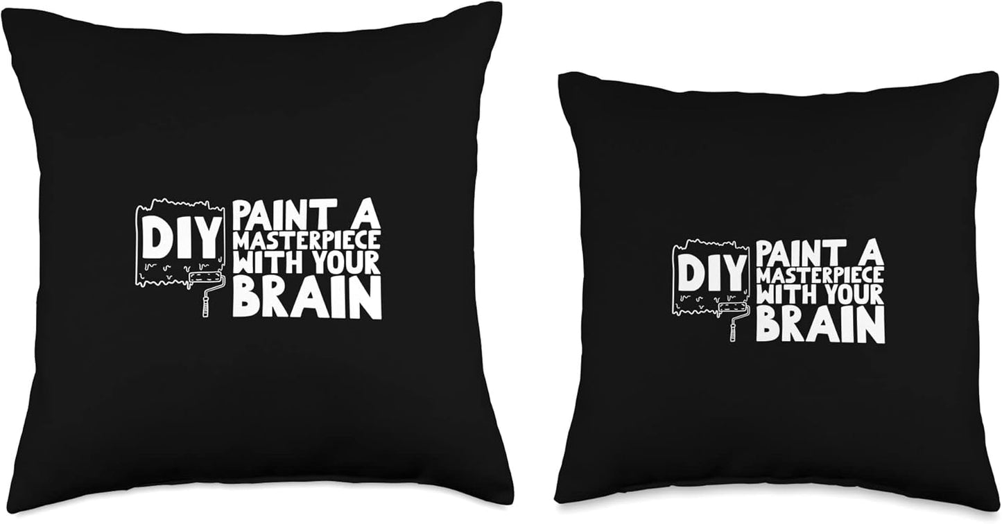 DIY Paint a Masterpiece with Your Brain Throw Pillow, 16x16, Multicolor