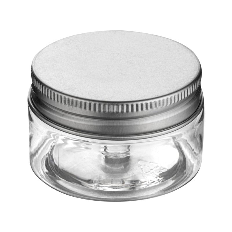 Restaurantware RW Base 1 Ounce Candy Jars 100 Durable Kitchen Storage Containers - Round Airtight Seal Clear Plastic Snack Jars With Silver Aluminum Lids For Table Display Or Candy Buffet
