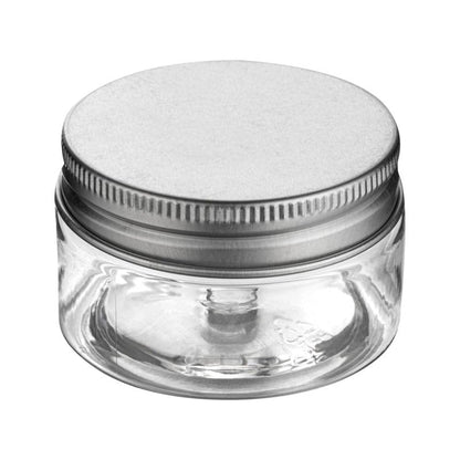 Restaurantware RW Base 1 Ounce Candy Jars 100 Durable Kitchen Storage Containers - Round Airtight Seal Clear Plastic Snack Jars With Silver Aluminum Lids For Table Display Or Candy Buffet