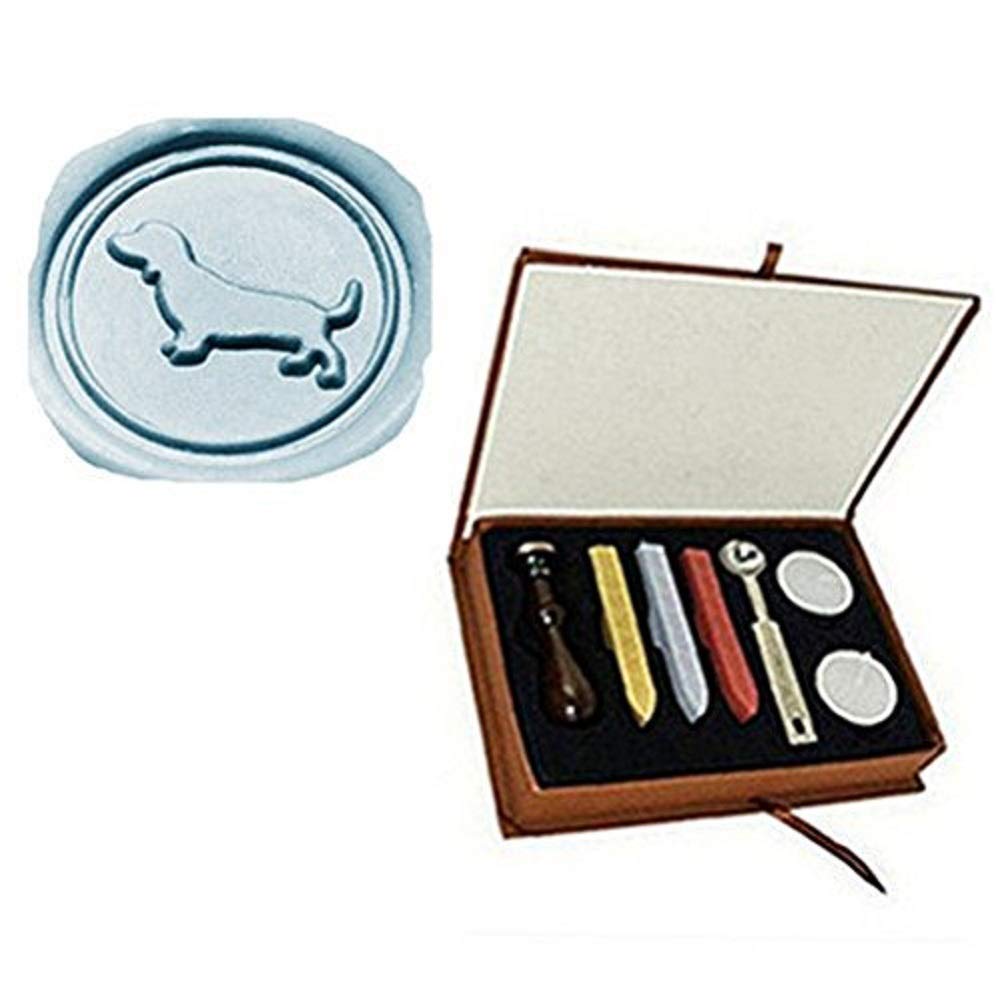 MDLG Dachshund Dog Wax Seal Stamp Melting Spoon Sealing Wax Sticks Candle Box Set Embellishment Wedding Invitation Card Snail Mail Gift Wrapping Wine Package Christmas Idea Puppy Wax Seal Stamp Kit