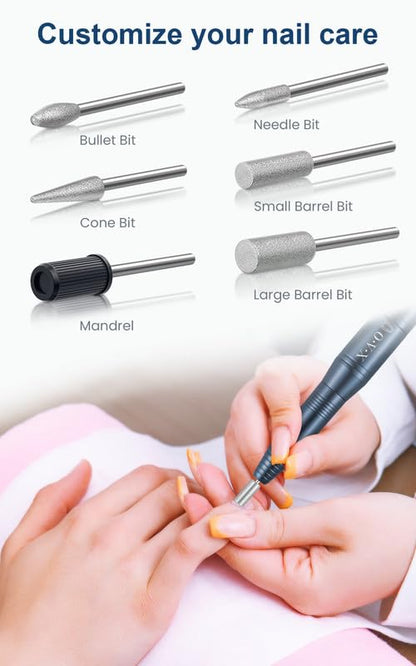 Portable Electric Nail Drill Machine, Professional 20000 RPM USB Manicure Pedicure Drills for Acrylic Nails Gel Polishing Shape Tools