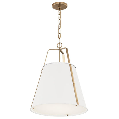 Kichler Etcher 2-Light Pendant Light Fixture with Etched Painted White Glass Diffuser, Kitchen Island Hanging Light in White and Champagne Bronze (22.5" x 18"), 52711WH