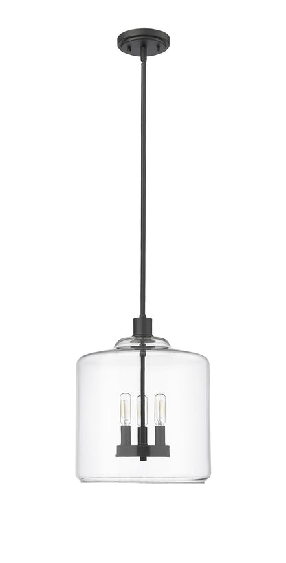 ML Lighting | Asheville Collection | 46933-MB | Metal 3-Light Pendant in Matte Black with Clear Glass Shade | Adjustable 3-Section Stem Design | Modern Design with an Heirloom Quality