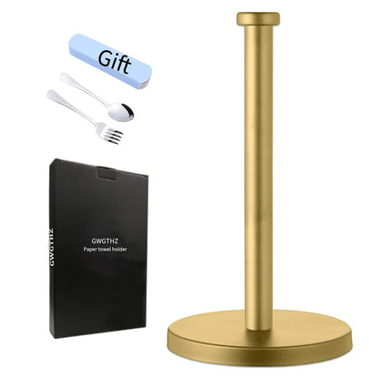 GWGTHZ Stainless Steel Gold Paper Towel Holder Countertop for Kitchen Bathroom, Standing Paper Towel Holder with Weighted Base.
