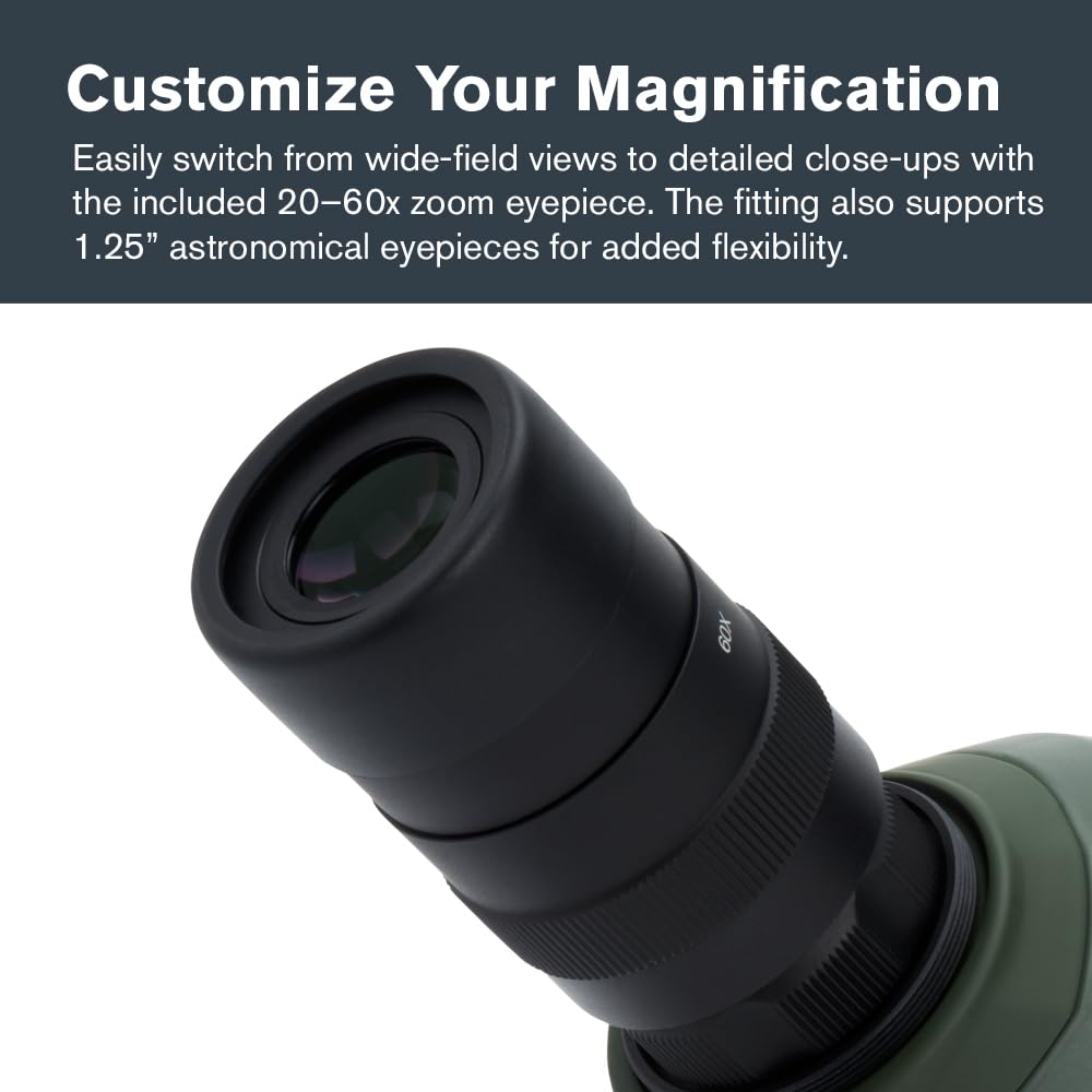 Celestron – Regal M2 80ED Spotting Scope – ED Glass for Birding and Outdoor Activities – Phase and Dielectric Coated BaK-4 Prism – Fully Multi-Coated Optics – Dual Focus – 20-60x Zoom Eyepiece