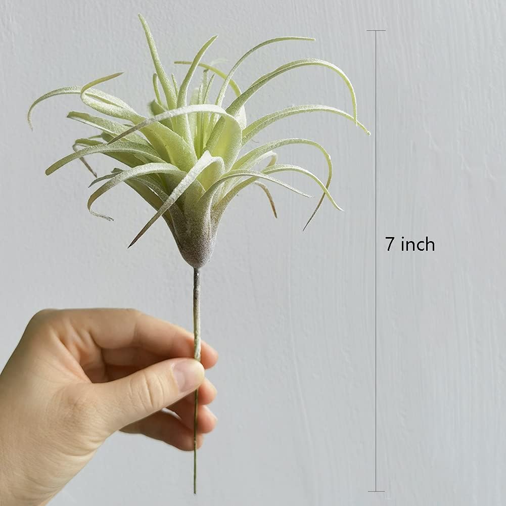 Artificial Air Plants, Faux Succulents Unpotted, Small Tillandsia Look Real in Flocked Green, Premium Crafting DIY