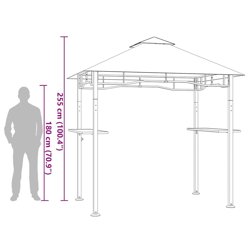 Anthracite Steel BBQ Gazebo, 94.5x59.1x100.4 inch Large Outdoor Canopy for Grilling, Flame-Retardant Polyester Fabric, Patio Tent Outdoor Structures