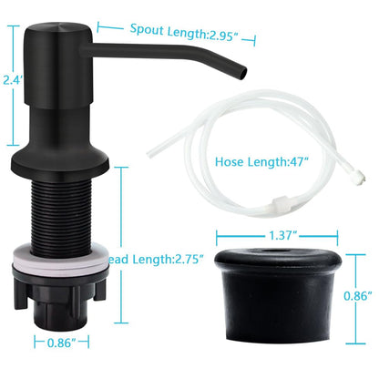 Soap Dispenser for Kitchen Sink, Countertop Soap Dispenser Pump, 47" Silicone Extension Tube Connect to The Soap Bottle Directly, Say Goodbye to Frequent Refills (Black)