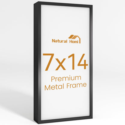 Natural Homi 7x14 Aluminum Metal Picture Frame,Tempered Glass Black Photo Frame 7x14 for Family Photo,Posters,Art,Document to Wall Mount Horizontally or Vertically