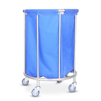 Trolley Storage Hand Trucks,Kitchen Movable Trolleys, Hotel Linen Cart with Rolling Wheels,Round Laundry Sorter Rolling Trolley for Lobby with Movable Cover