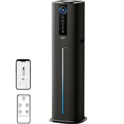 KZF 9L Smart Humidifiers for Bedroom Large Room, 2.3Gal Cool Mist Top Fill Diffuser App & Remote Control, 3 Mist Modes, Quiet Humidifier for Home Office Plant (9L Black App)