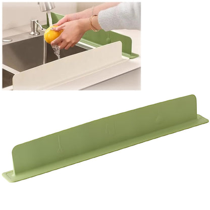 19.6in Silicone Sink Splash Guard, 2025 New Silicone Sink Water Retaining Board for Kitchen, Portable Water Retaining Strip Reusable Water Splash Guard for Bathroom Countertop (Silicone, Green)