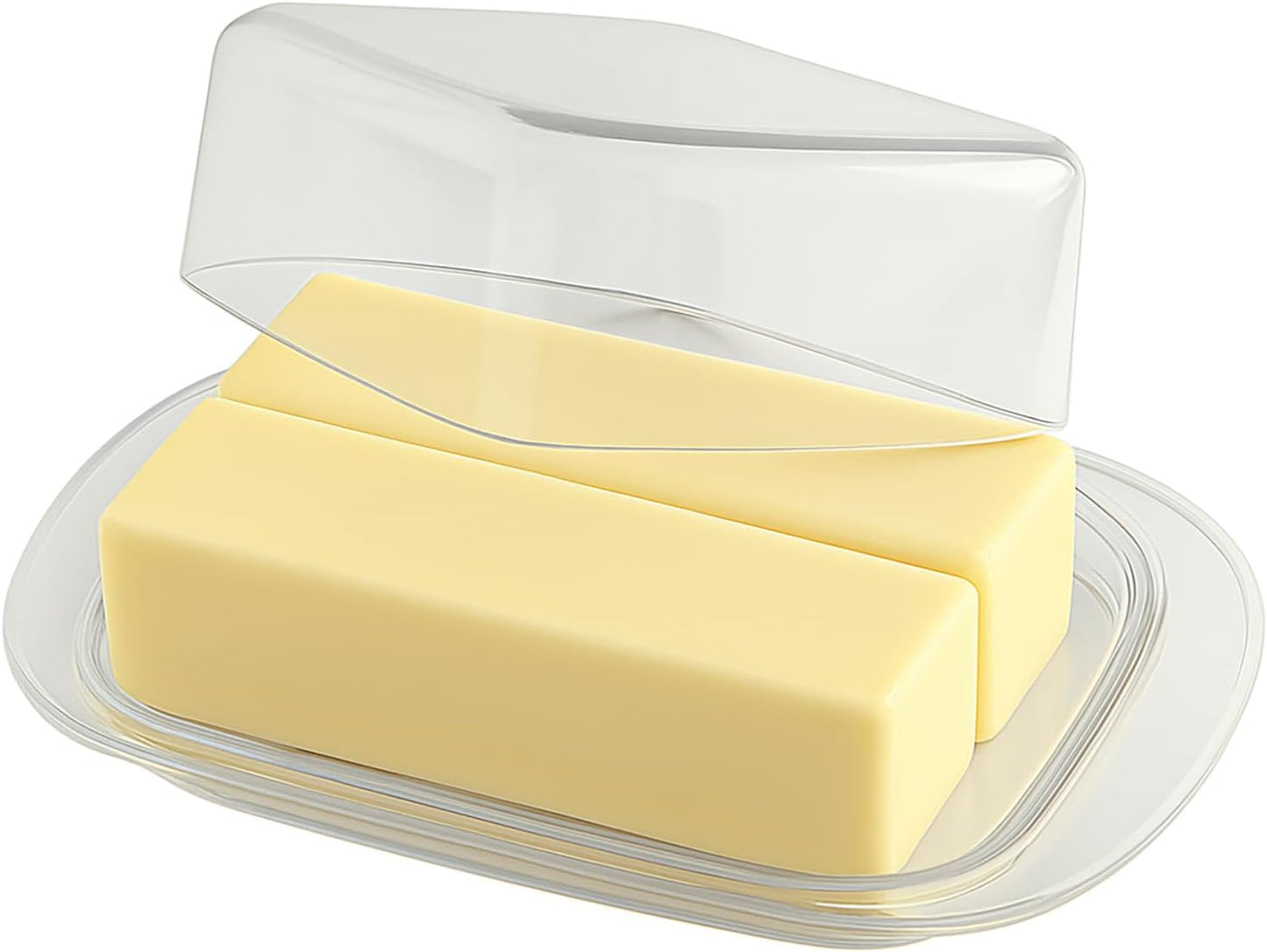 2 Countertop Large Butter Dish with Lid, Butter Keeper, Plastic Butter Holder Tray Container, Holds Stick of Butter